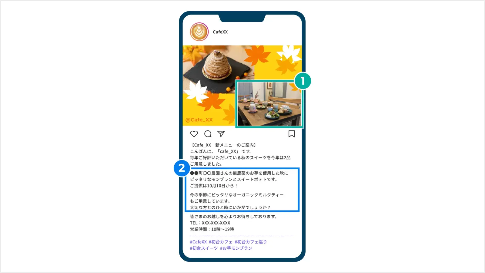 カフェのアカウントのサンプル画像